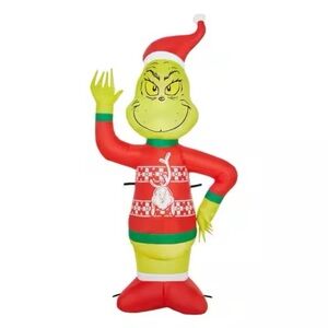 Christmas Inflatable The Grinch in Max Sweater 4ft